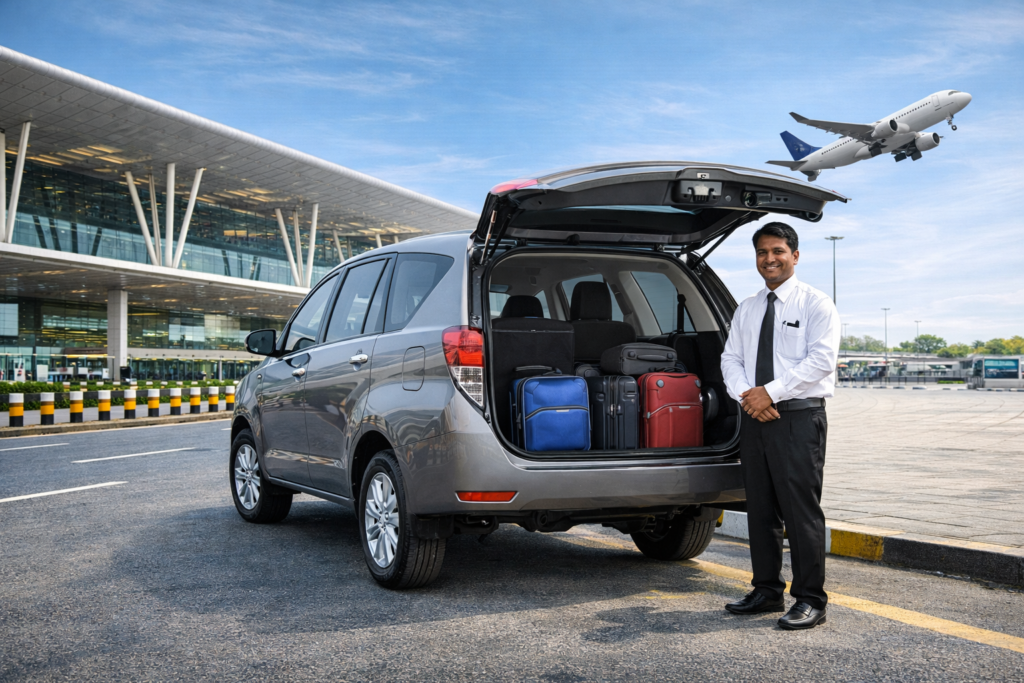 Innova airport taxi Bangalore with spacious luggage and professional driver