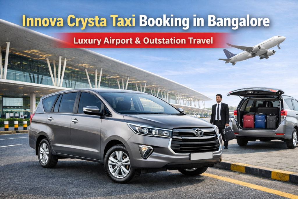 Innova Crysta taxi booking in Bangalore for luxury airport and outstation travel