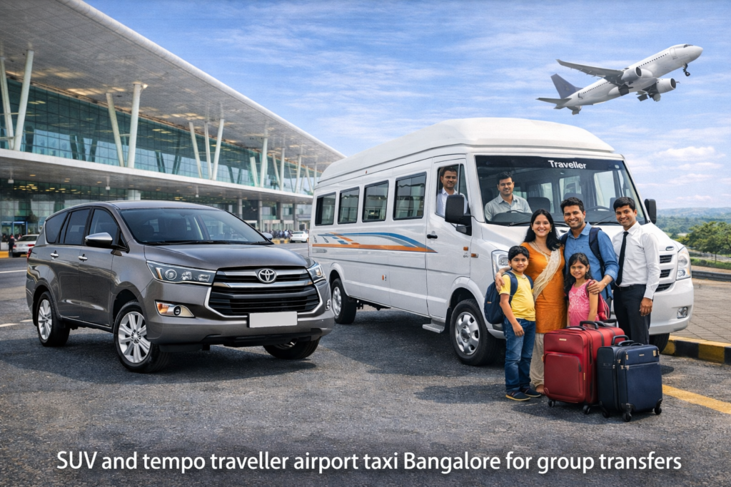 SUV and tempo traveller airport taxi Bangalore for group transfers