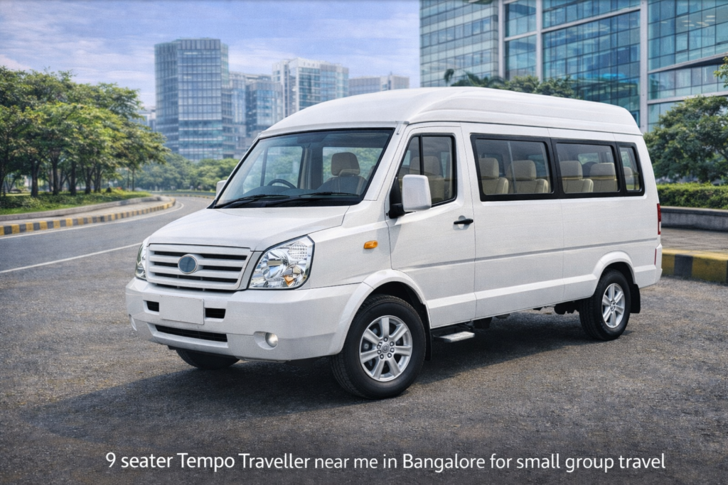 9 seater Tempo Traveller near me in Bangalore for small group travel