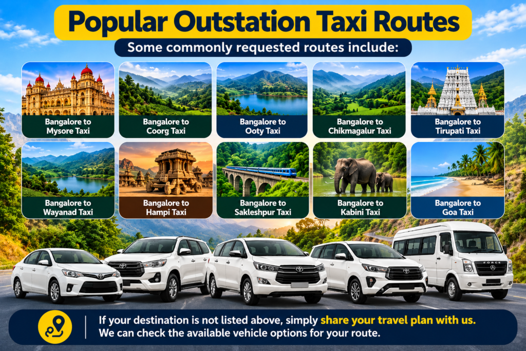 Bangalore Outstation Taxi Routes